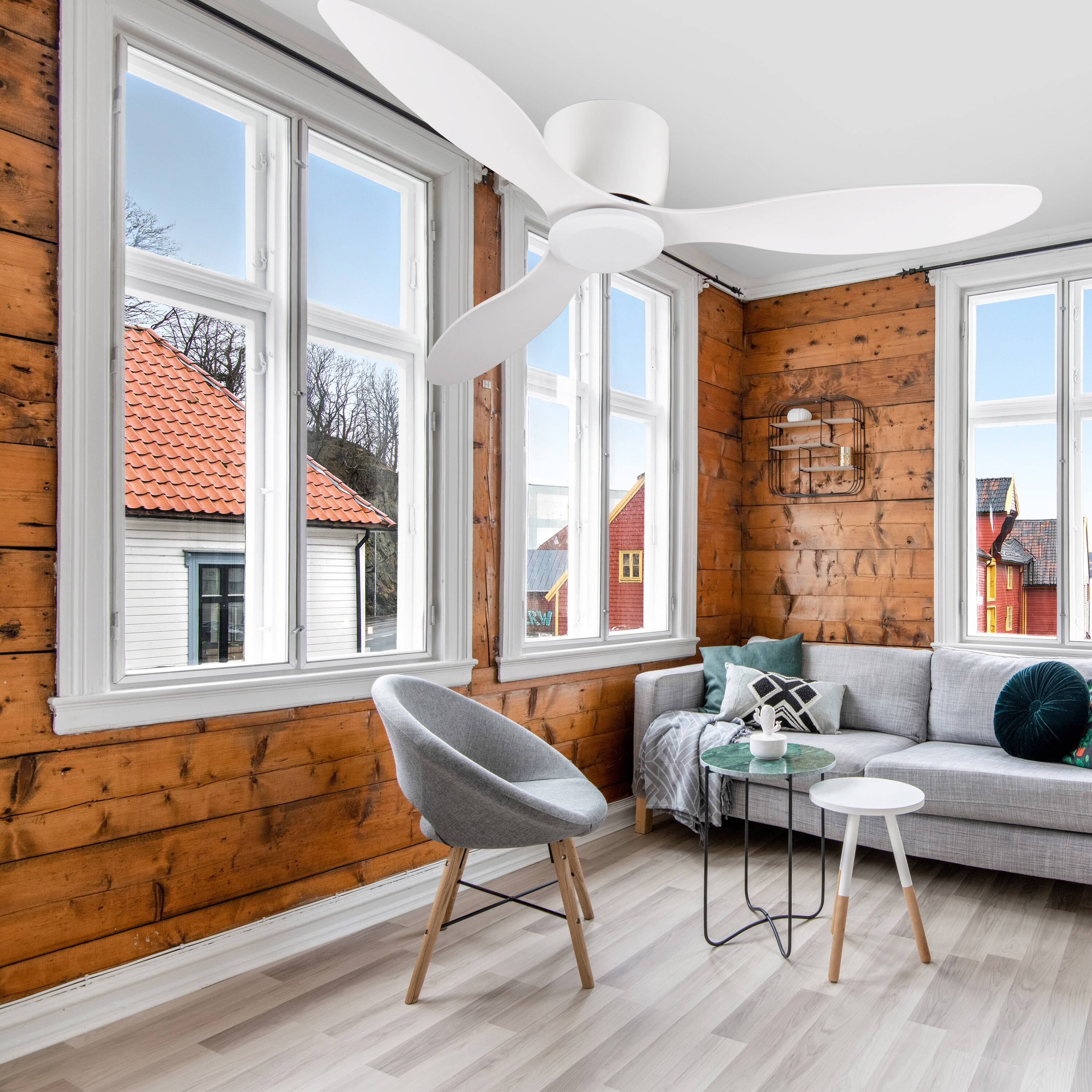 Alt View 5. Sofucor - 52'' Ceiling Fan No Light with Remote Modern Timer Ceiling Fan Noiseless Reversible DC for Patio Living Room Bedroom - White.