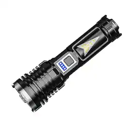 Cluzine - Rechargeable LED Flashlight, Mechanical Zoom, COB Side Light,High Brightness for Camping