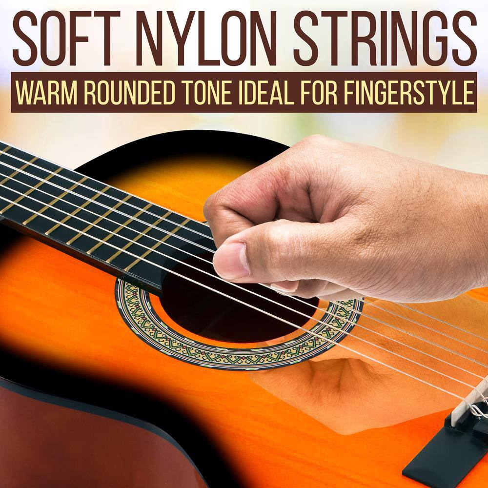 SOFT NYLON STRINGS  
WARM ROUNDED TONE IDEAL FOR FINGERSTYLE