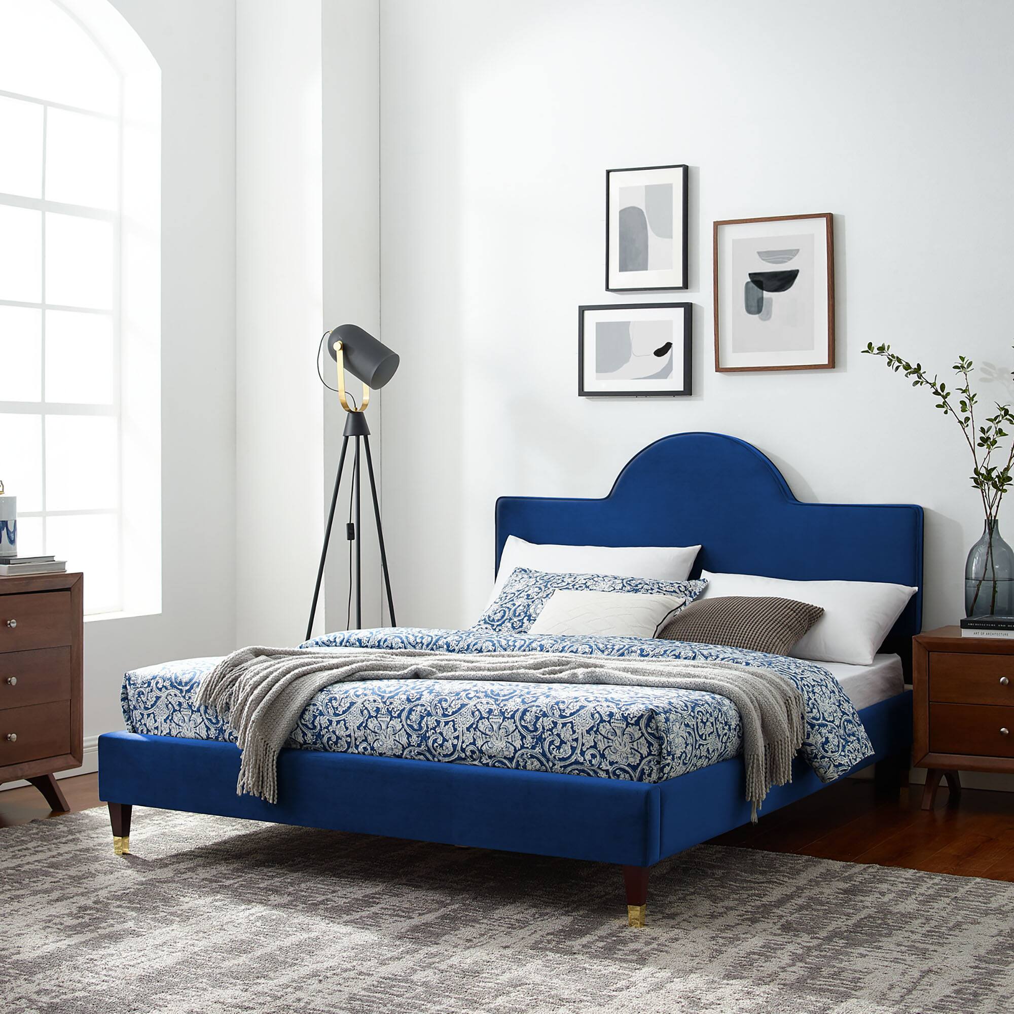 Alt View 4. Modway - Celine Channel Tufted Performance Velvet Queen Platform Bed - Gray.