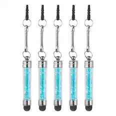 Front. Unique Bargains - 5pcs Stylus Pen for Touch Screens Mini Crystal Diamond Capacitive Pens for Universal All Touchscreen Devices - Light Blue.
