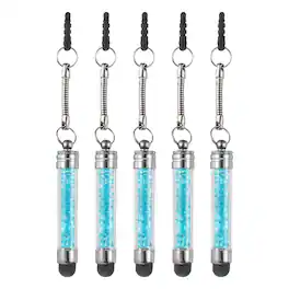 Unique Bargains - 5pcs Stylus Pen for Touch Screens Mini Crystal Diamond Capacitive Pens for Universal All Touchscreen Devices - Light Blue