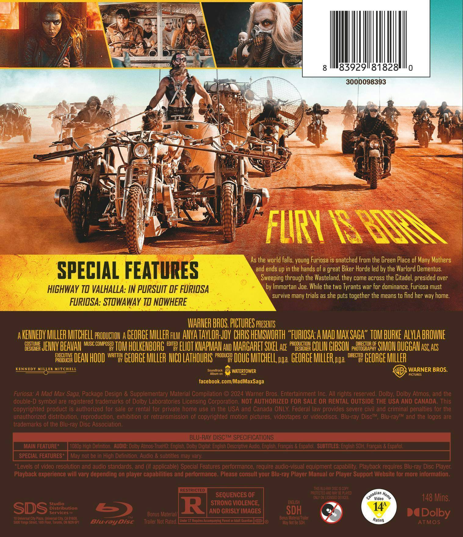 Back. Furiosa: A Mad Max Saga [Blu-ray].