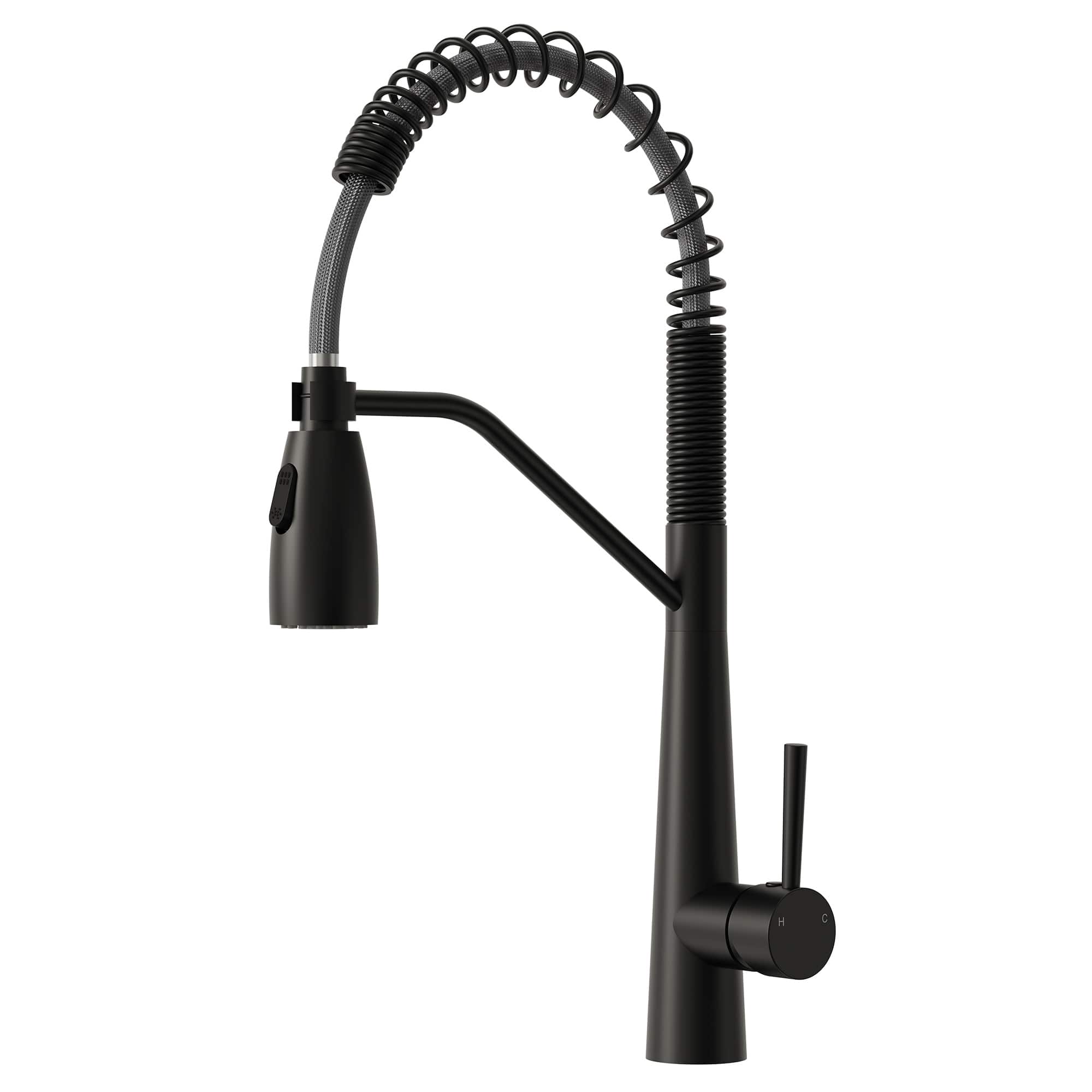 GRANDJOY - Kitchen Faucet with Pull-Down Sprayer and Spring Spout for Modern Kitchen Renovation - Matte Black
