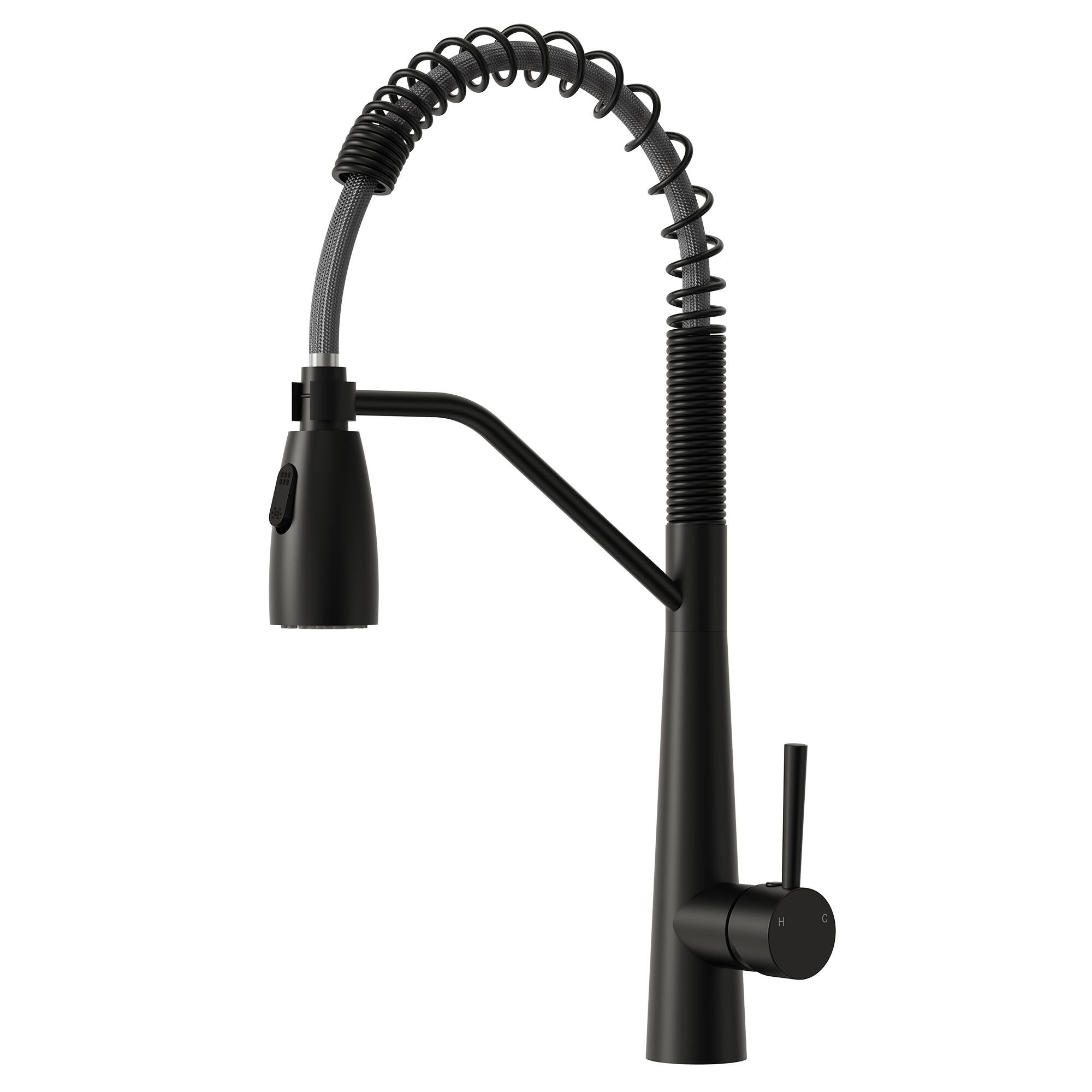 Front. GRANDJOY - Kitchen Faucet with Pull-Down Sprayer and Spring Spout for Modern Kitchen Renovation - Matte Black.