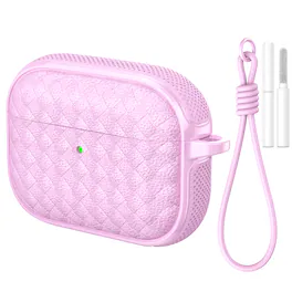 Dteck - for AirPods Pro 3 Case, Woven Series Earbuds Protective Case, Full Drop Protection Cover with Lanyard and Cleaning Kit - Pink