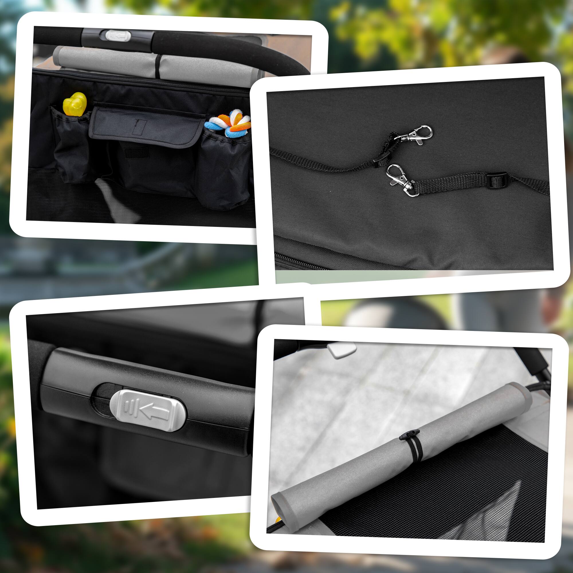 Alt View 4. Pawhut - Dog Stroller, for Dogs up to 66 Lbs, 23.5" Body Length, One-Click Foldable, Storage, Shock Wheels, Mesh, Leash.