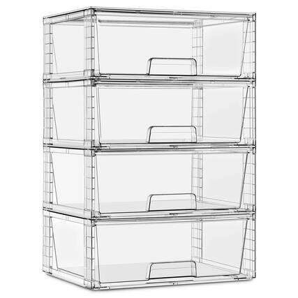 Front. Sorbus - Sorbus Stackable Clear Storage Drawers, 4 Pack XL Pull-Out Organizer Bins – Large Plastic Drawer Organizers for Bathroom.