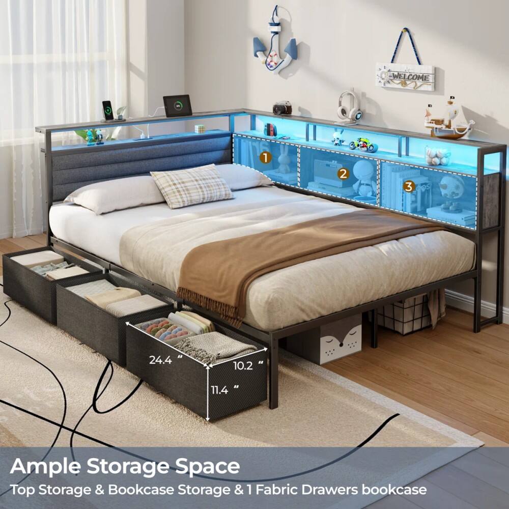 WELCOME

1 2 3

24.4" 10.2" 11.4"

Ample Storage Space

Top Storage & Bookcase Storage & 1 Fabric Drawers bookcase