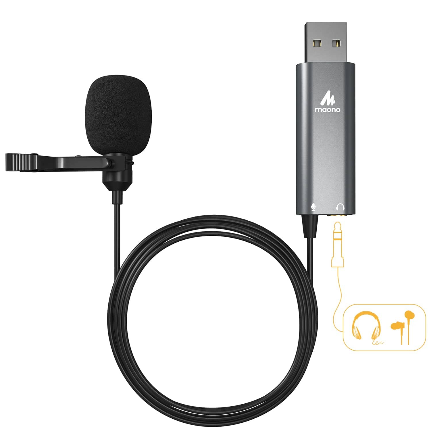 Cedar Assembly - Usb Lavalier Microphone With Headphones Jack Omnidirectional Computer Lapel Clip Mic For Recording Gaming Stre - UL20 with Real-time Monitoring