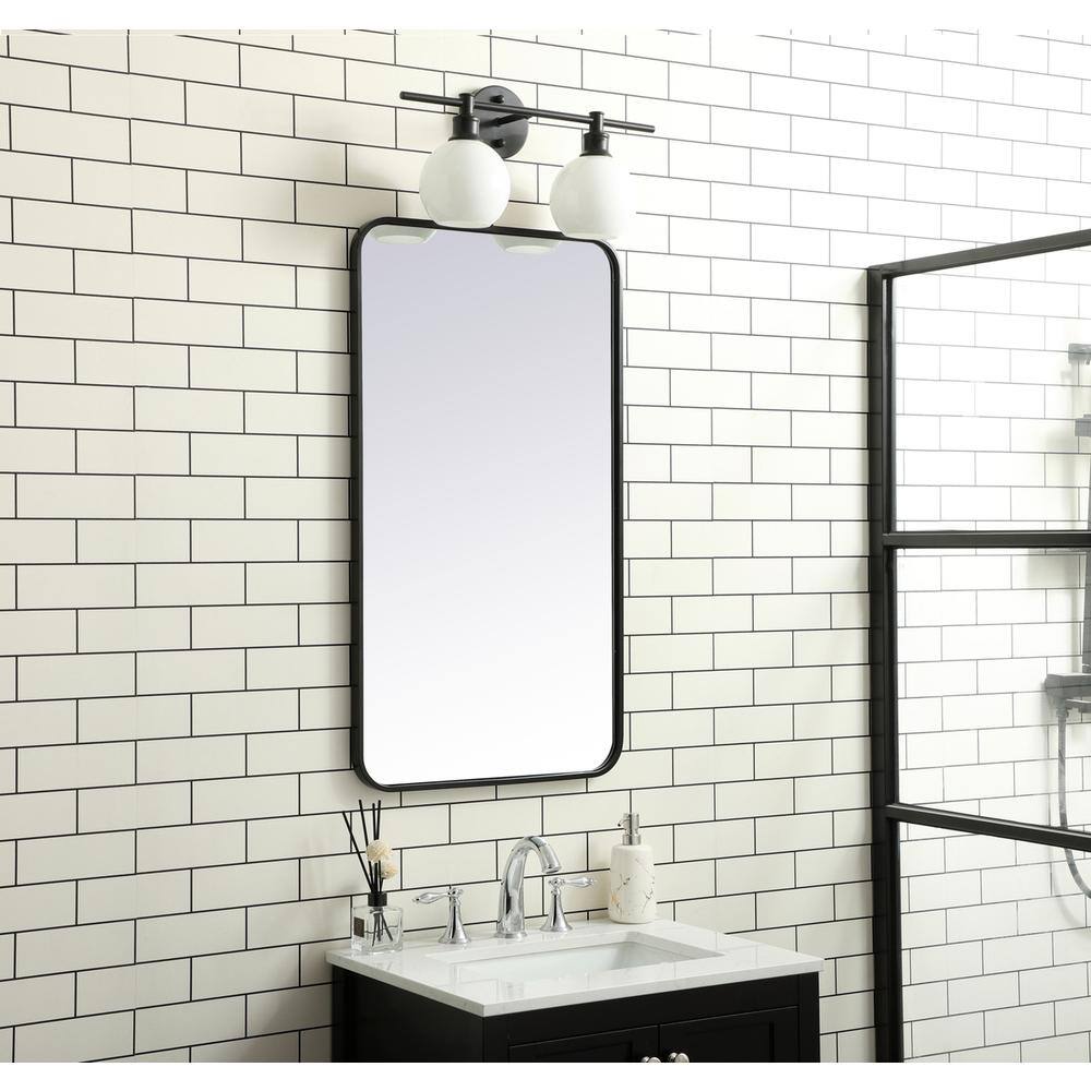 Alt View 4. Elegant Decor - Soft corner metal rectangular mirror 20x36 inch in Black - Black.