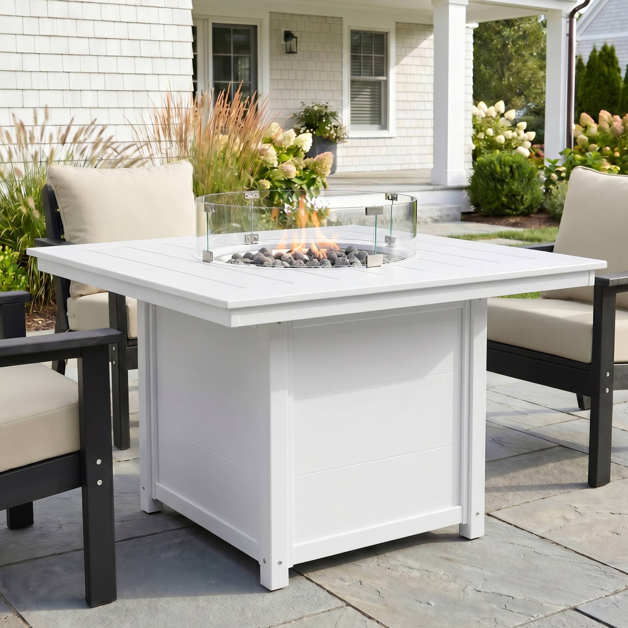 Angle. WestinTrends - WestinTrends Helios Modern Outdoor Patio Propane 42" Square Fire Pit Table - White.