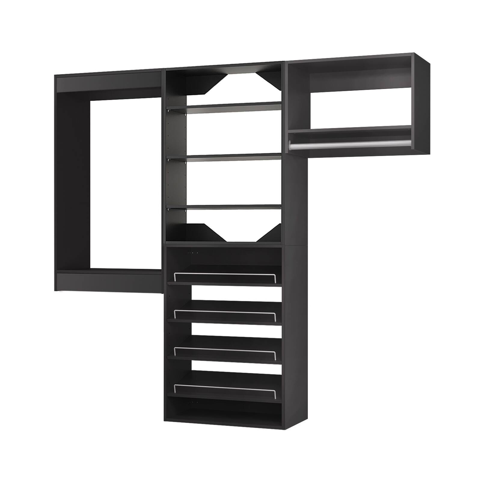 Alt View 3. Roomtec - Roomtec 84 in Black Modular Closet System Unit-Customizable Wall Mounted Walk-In Closets for Bedroom or Walk-in Closet - Black.