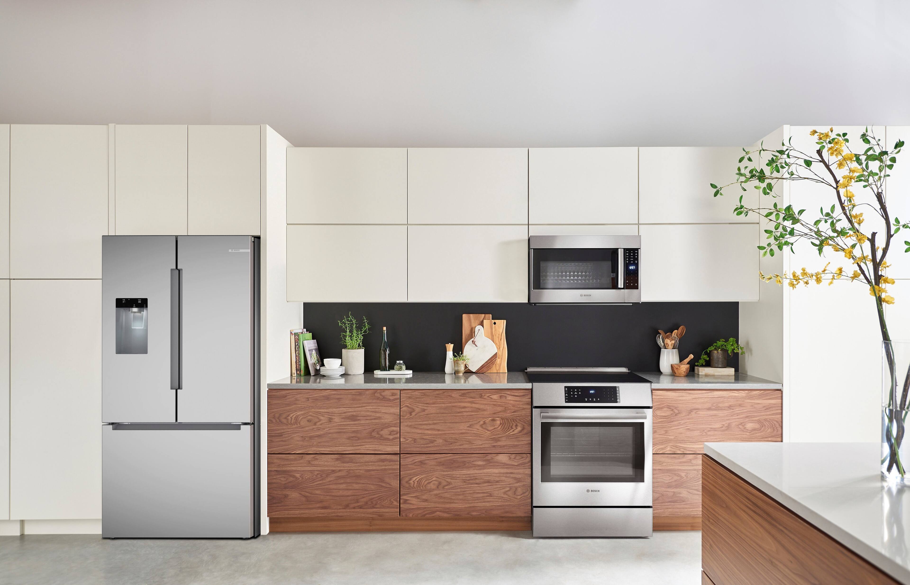 Alt View 20. Bosch - 100 Series 26 Cu. Ft. Bottom-Freezer French Door Smart Refrigerator with External Ice and Water - Stainless Steel.