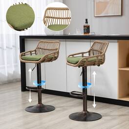 APRILSOUL - Modern Swivel Bar Stools Set of 2 Adjustable Counter Height Chairs Footrest Kitchen - Green