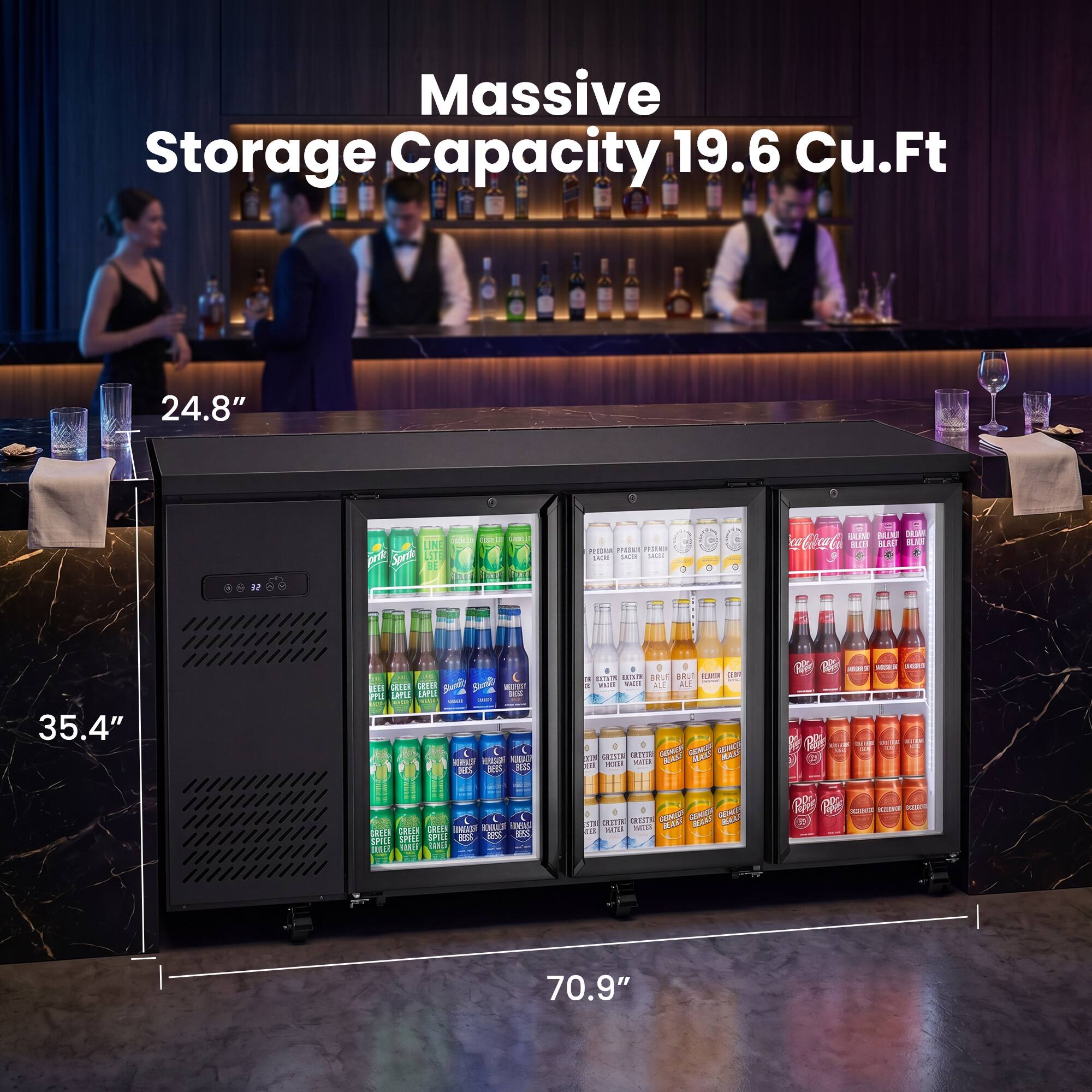 Massive Storage Capacity 19.6 Cu.Ft  
24.8"  
35.4"  
70.9"