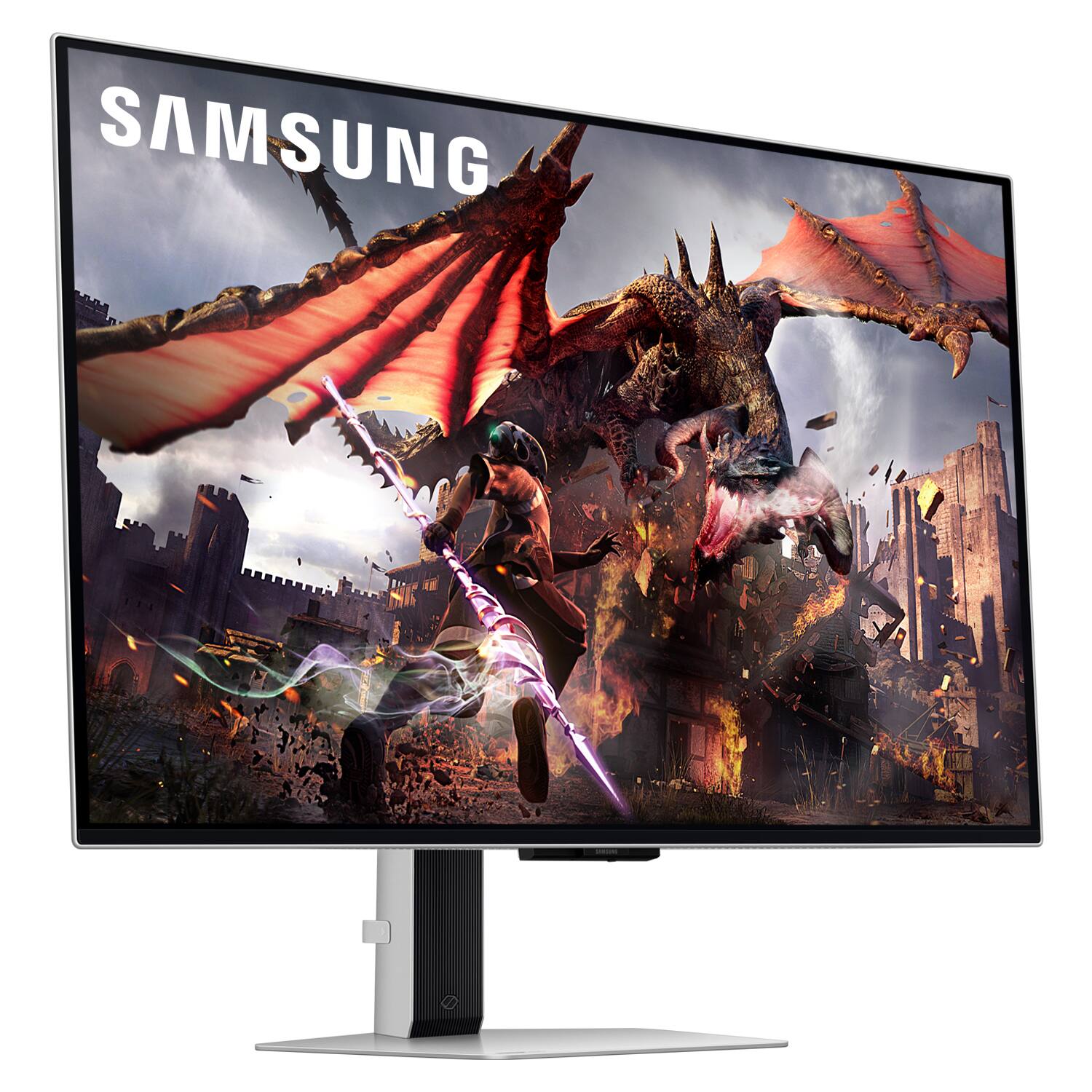 Alt View 4. Samsung - 32" Odyssey OLED G8 (G80SD) 4K UHD 240Hz 0.03ms Smart Gaming Monitor with HDR - Silver.