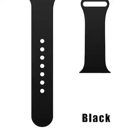 Front. Home Collection - Black 42mm/44mm M/L Silicone Sport Band Strap for Apple Watch Series – Soft Replacement Wristband - Black.
