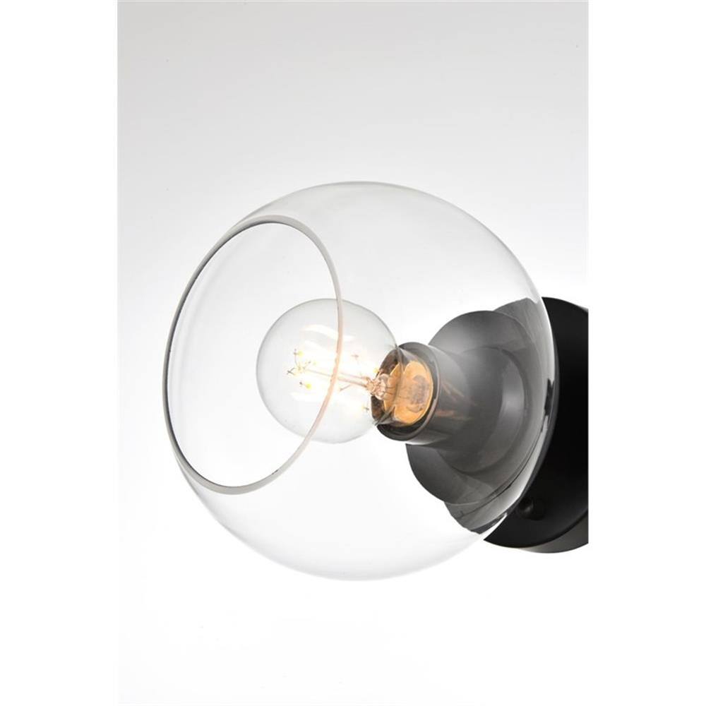 Left. Living District - Rogelio 1-Light Iron & Glass Bath Sconce - Black.