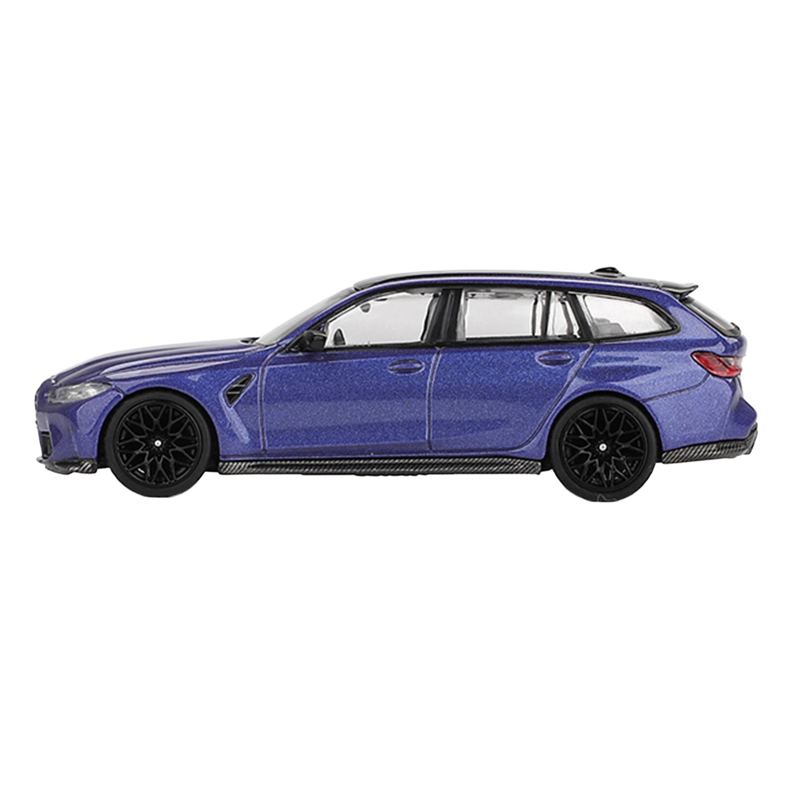 Alt View 2. True Scale Miniatures - BMW M3 Competition Touring Portimao Blue Metallic with Black Top 1/64 Diecast Model Car by Mini GT.