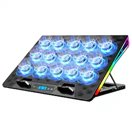 HongFei - Laptop Cooling Pad, Gaming Laptop Fan Cooling Pad with 15 Quiet Fans, RGB Laptop Cooler for 10-17.3 Inch - Black