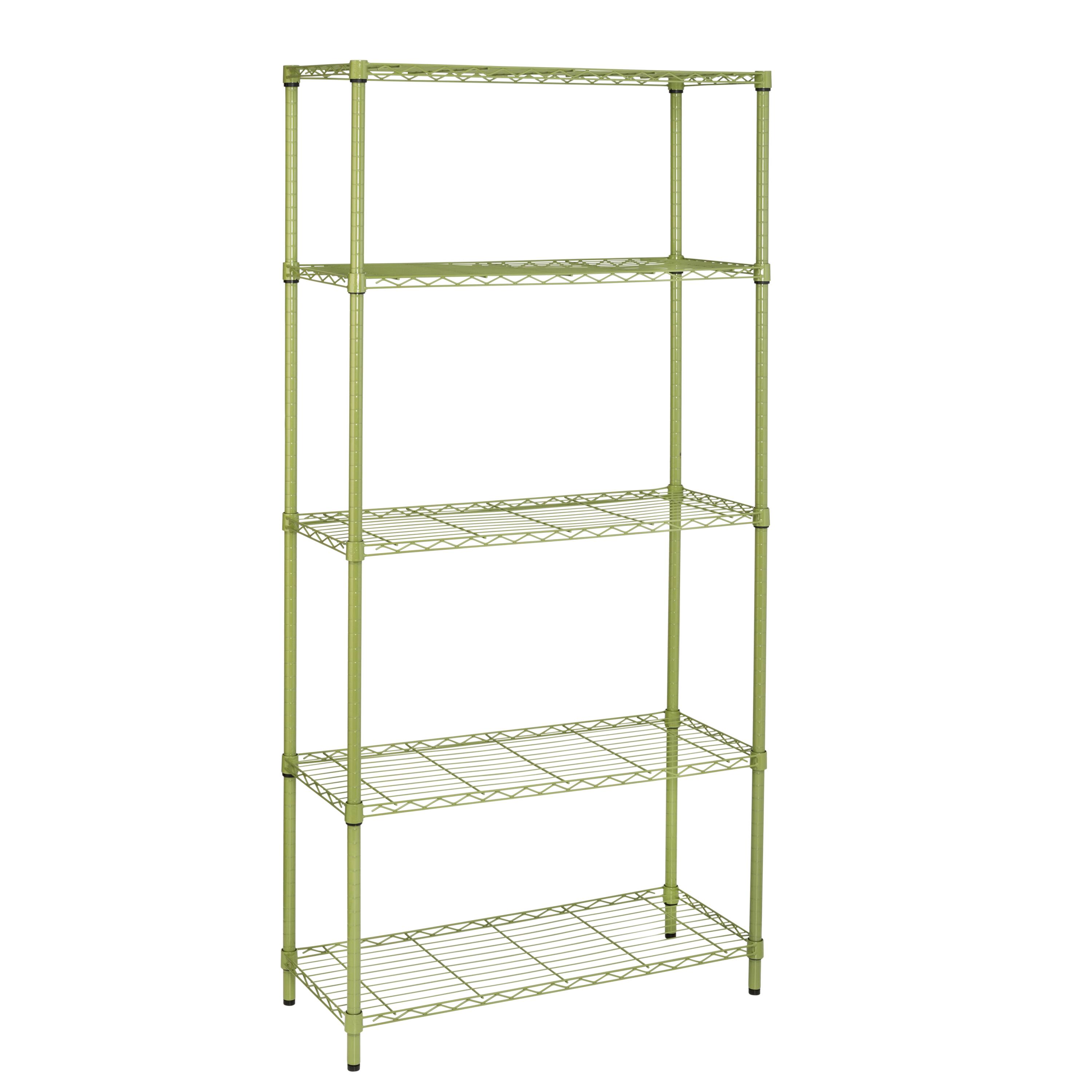 Front. Honey-Can-Do - 5-Tier Adjustable Storage Shelving Unit - Olive.