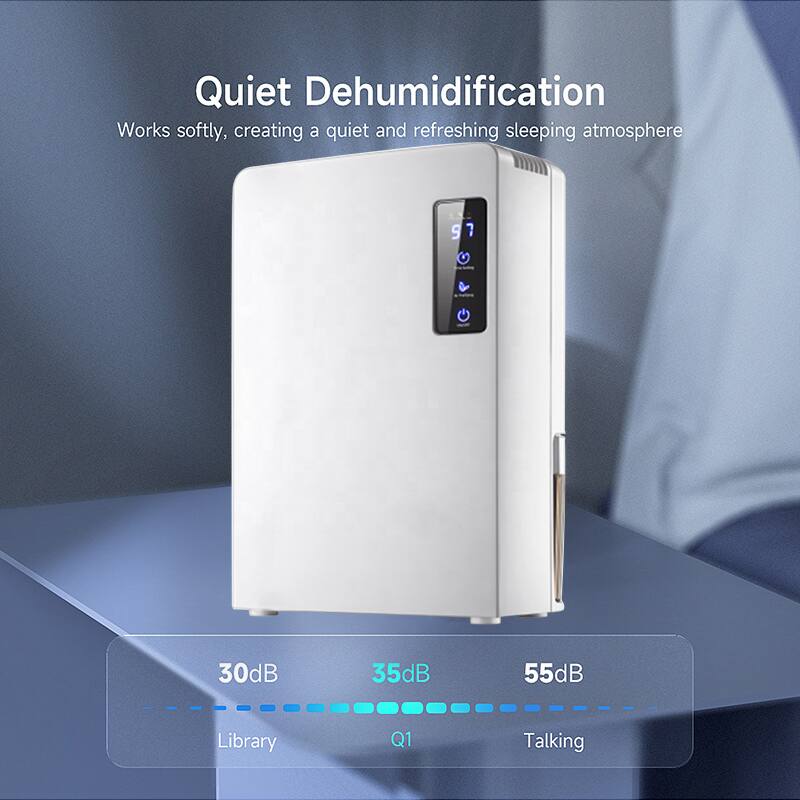 Quiet Dehumidification  
Works softly, creating a quiet and refreshing sleeping atmosphere  

30dB  
Library  

35dB  
Q1  

55dB  
Talking