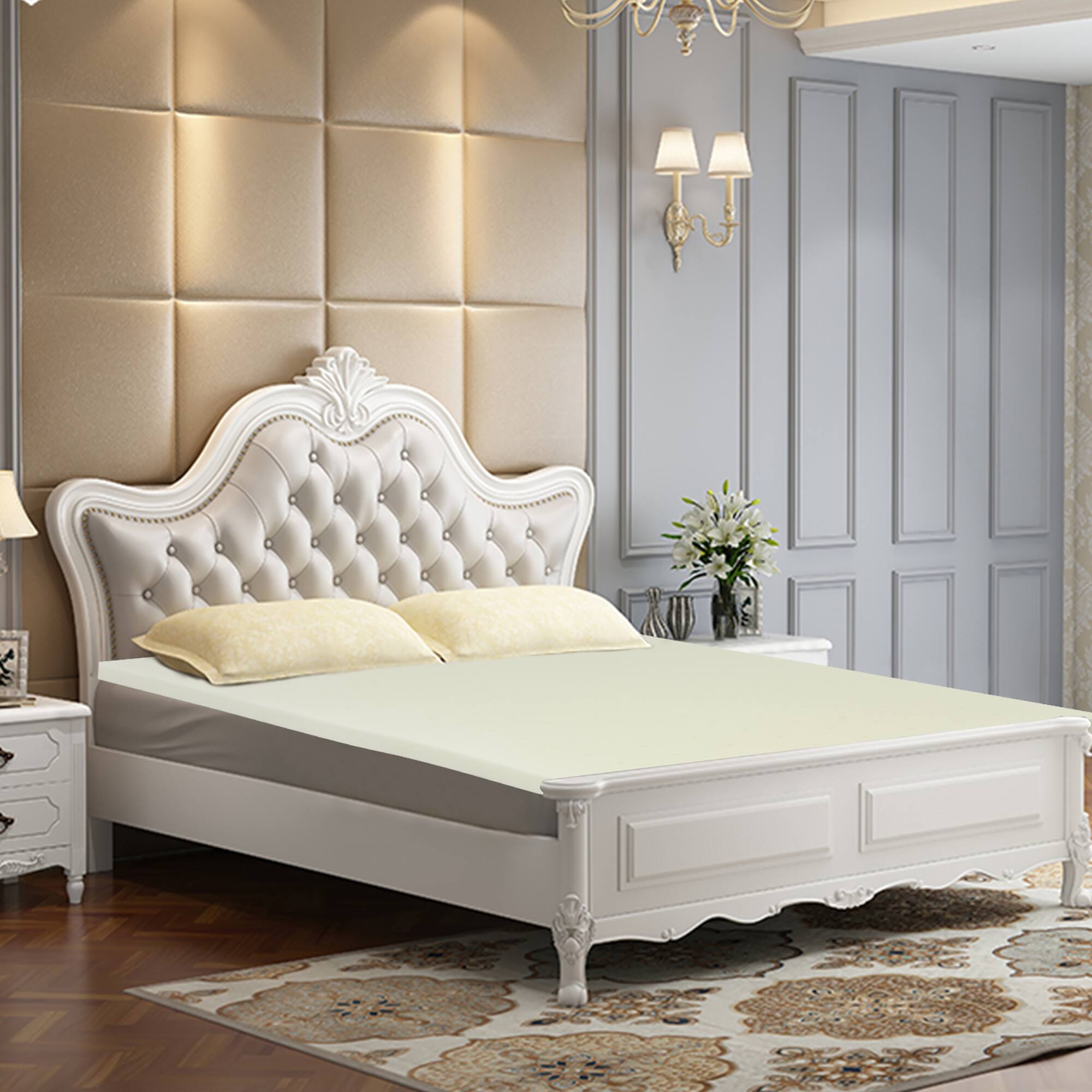 Alt View 1. Costway - Costway 3" Bed Mattress Topper Air Cotton for All Night's Comfy Soft Mattress Pad Queen - White.