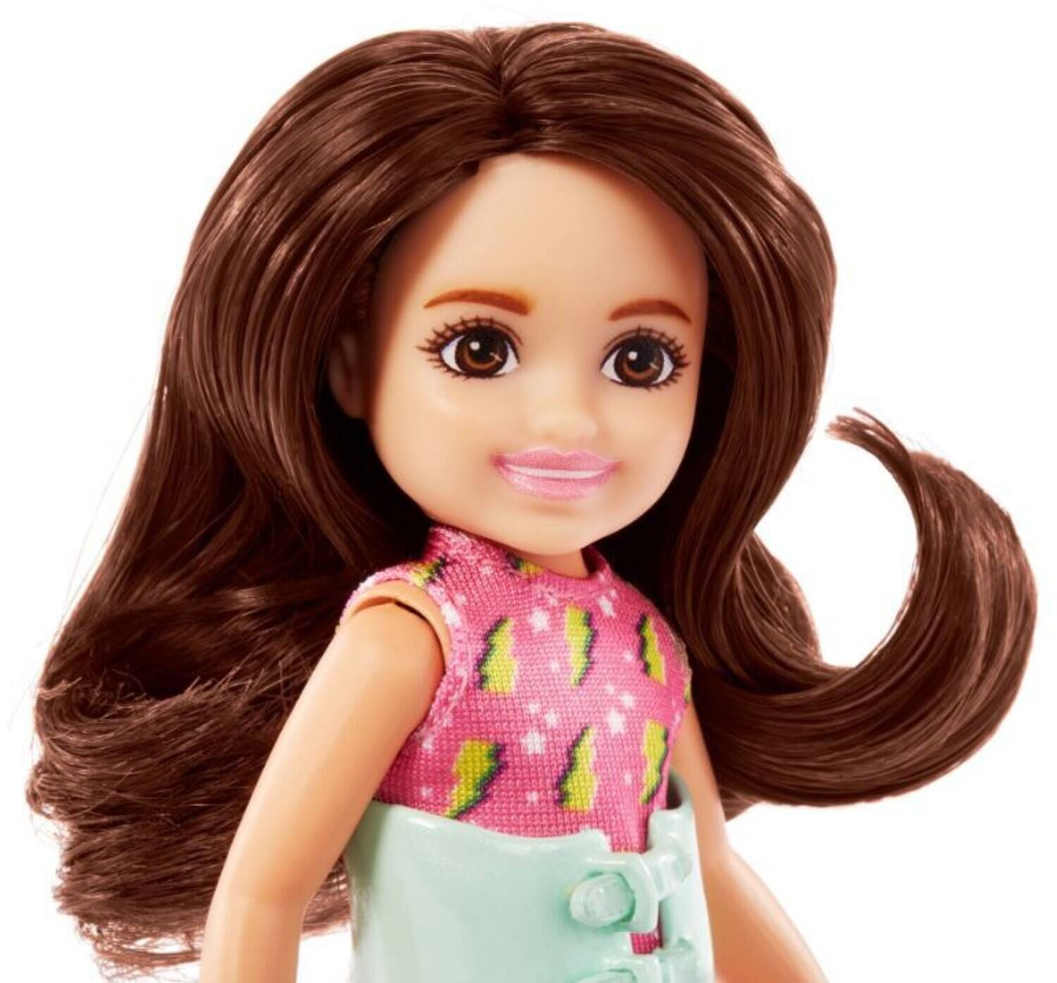 Alt View 4. Mattel - Mattel - Chelsea with Thunderbolt Dress & Back Brace   - Collectibles - Multicolor.