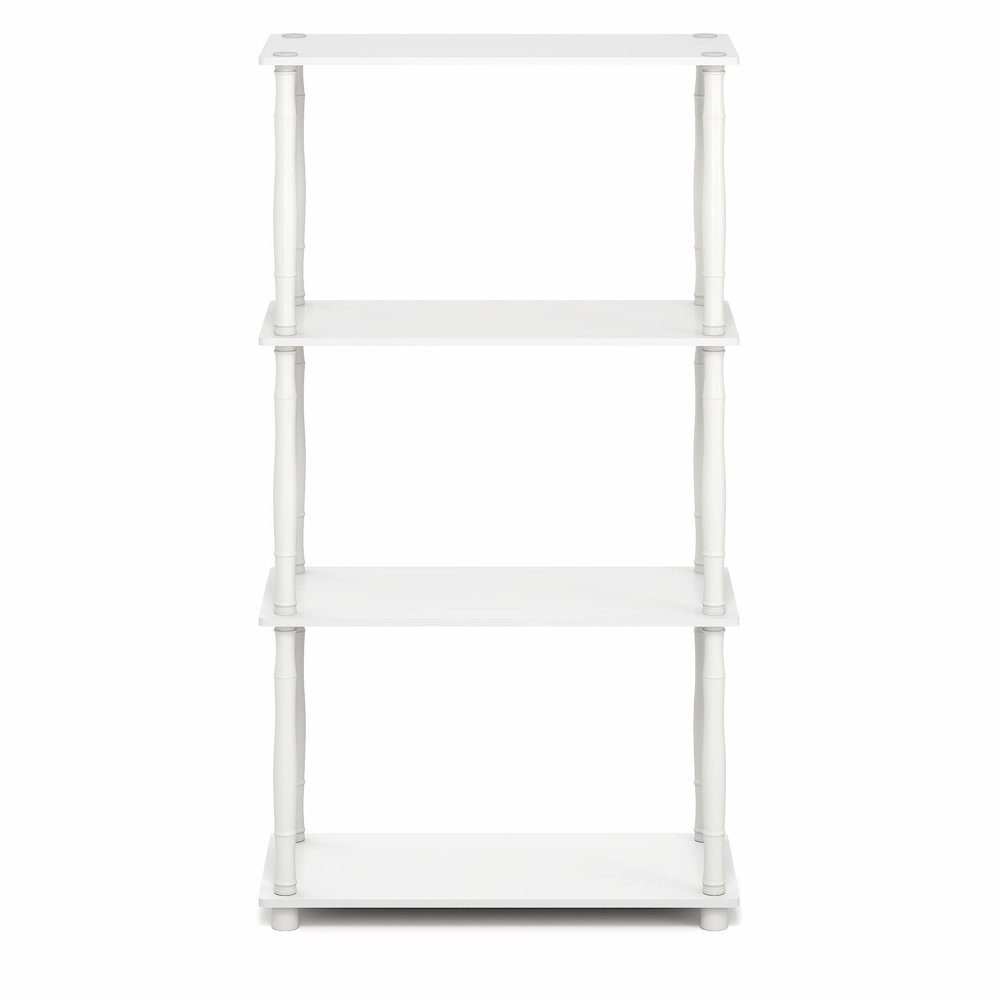 Alt View 6. Furinno - TURN-N-TUBE Toolless Open Shelves Storage Shelves, 4-Tier Open Frame Book Shelf, Standing Corner Shelf, Classic Tubes - White/White.