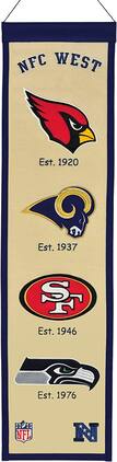 Winning Streak Sports - NFC West Division Heritage Banner (Cardinals Rams 49ers Seahawks) Rivalry Logos - Multi