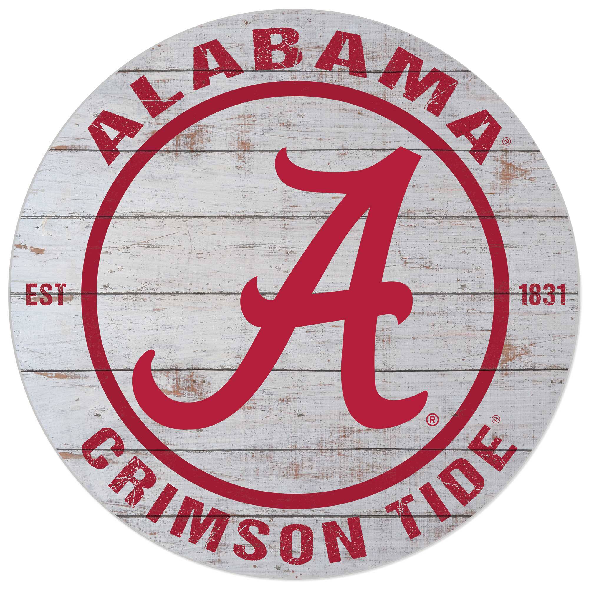 Alabama Crimson Tide 20'' x 20'' Indoor/Outdoor Weathered Circle Sign