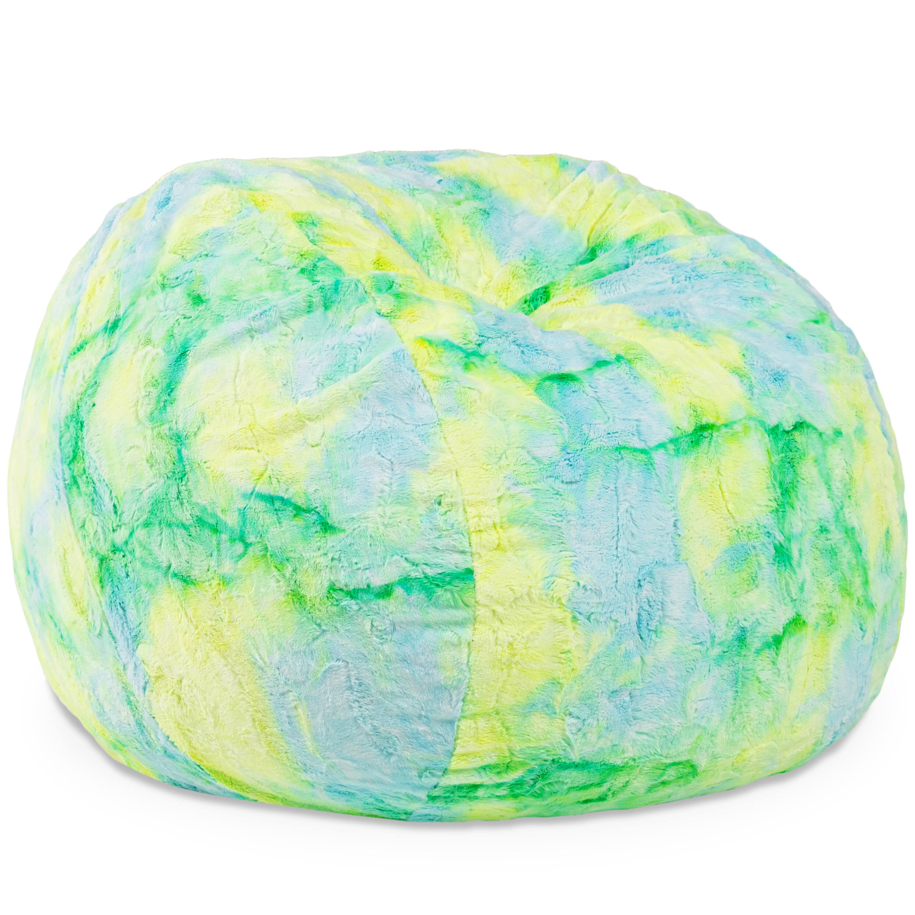 Angle. Jaxx - Jaxx Saxx 3 Foot Bean Bag Chair - Faux Fur - Fun Colors, Firefly Yellow - Faux Fur - Firefly Yellow.