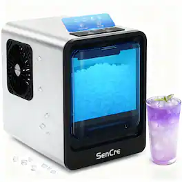 SenCre - Nugget Ice Maker Countertop 42 lbs Per Day Soft Pellet Chewable Ice with Self-Cleaning - Black