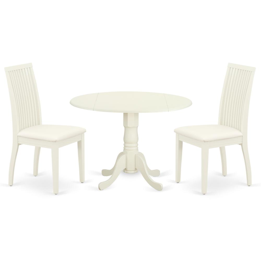 Back. East West Furniture - Dining Room Set Linen White - Brown.