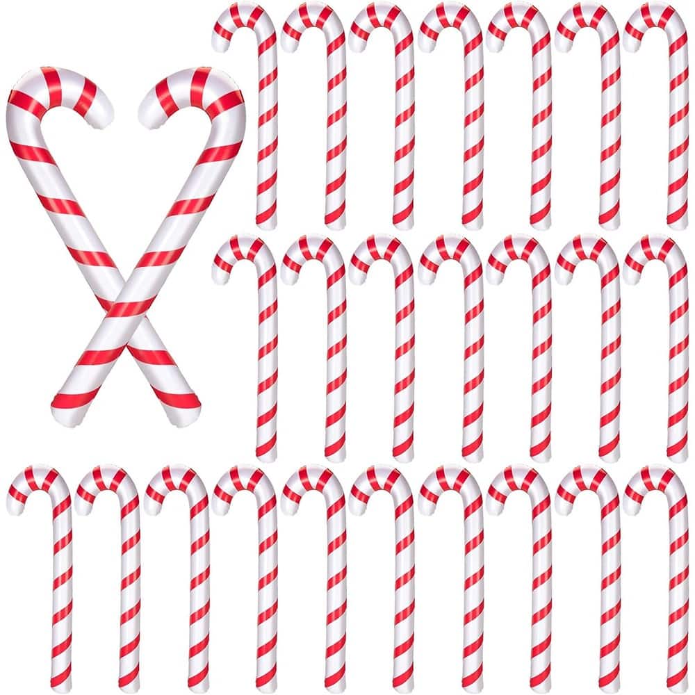 PARKER SLATER - 30-Pack 35.4" Inflatable Candy Canes, Indoor/Outdoor Christmas Decorations - Red + White