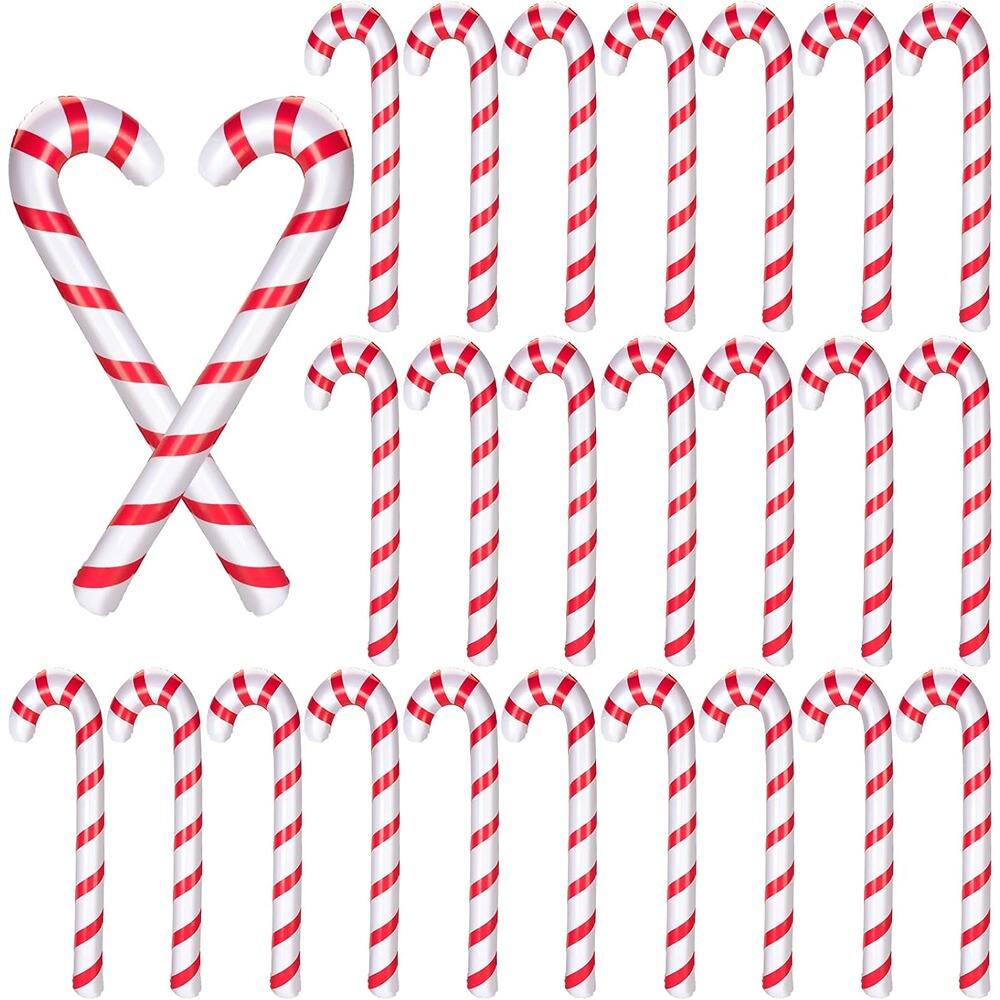 Front. PARKER SLATER - 30-Pack 35.4" Inflatable Candy Canes, Indoor/Outdoor Christmas Decorations - Red + White.