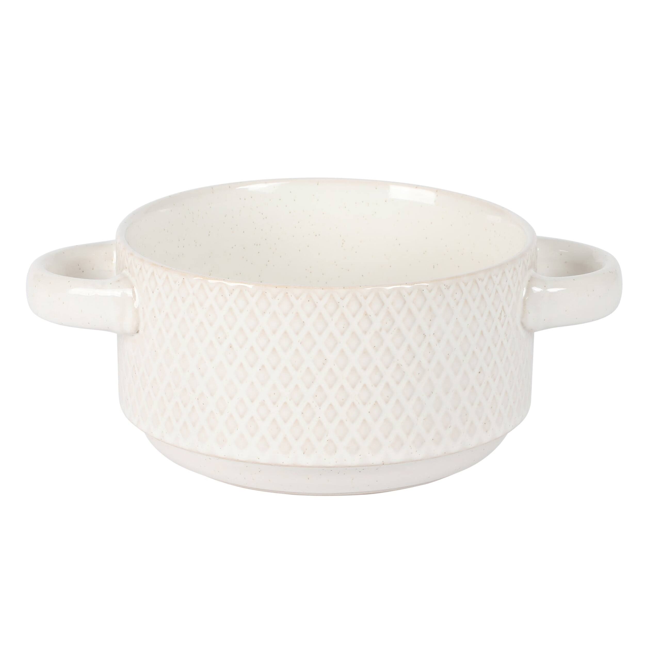 Alt View 2. Gibson - Gibson Elite Earlhart 2 Piece 6 Inch Ribbed Stoneware Soup Bowl Set with Handles in White - White.