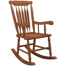 Outsunny - Outdoor Wood Rocking Chair, 350 lbs. Porch Rocker with High Back for Garden, Patio, Balcony - Teak