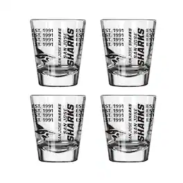 Logo Brands - San Jose Sharks 4-Pack 2oz. Shot Glass Set - Multicolor