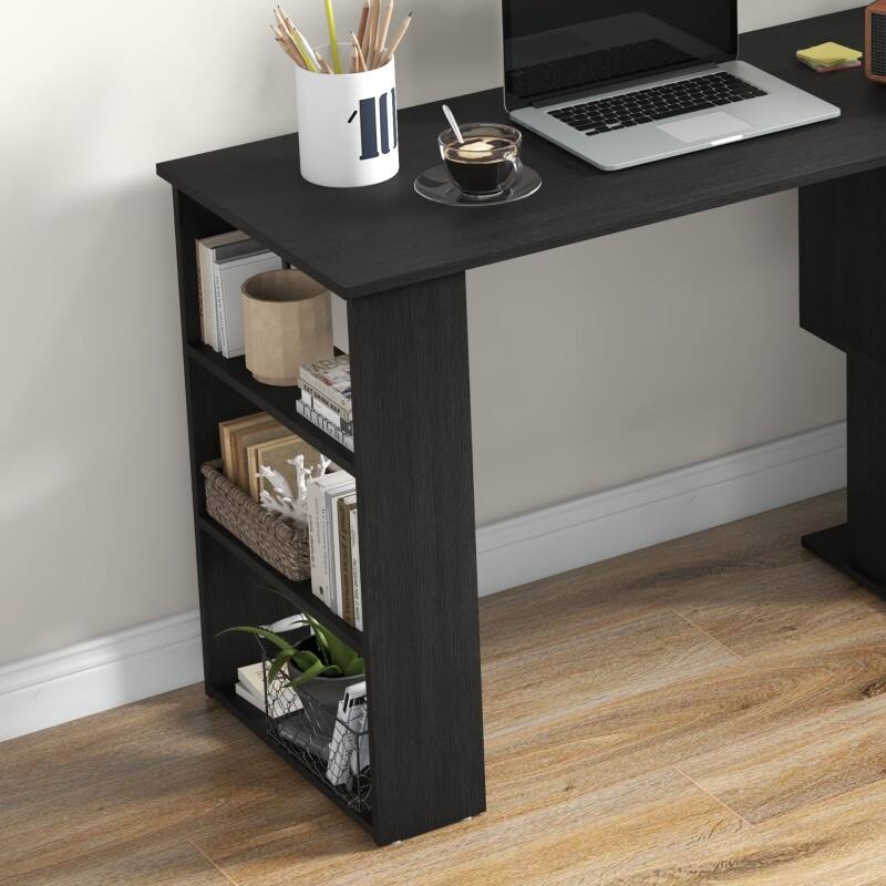 Alt View 2. Anysun - 360° Rotating L Shaped Corner Computer Desk with Storage Shelves, Versatile Workstation for Home Office - Black.