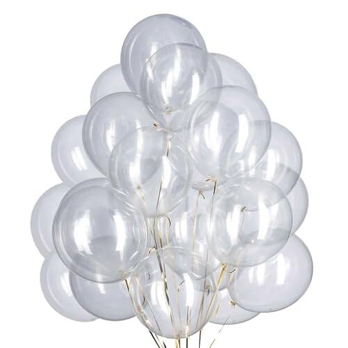 Front. ESBANY - 5 inch Clear Balloons Transparent Balloons Clear Mini Latex Party Balloons Party Decorations Supplies, Pack of 100 - 5in Clear.