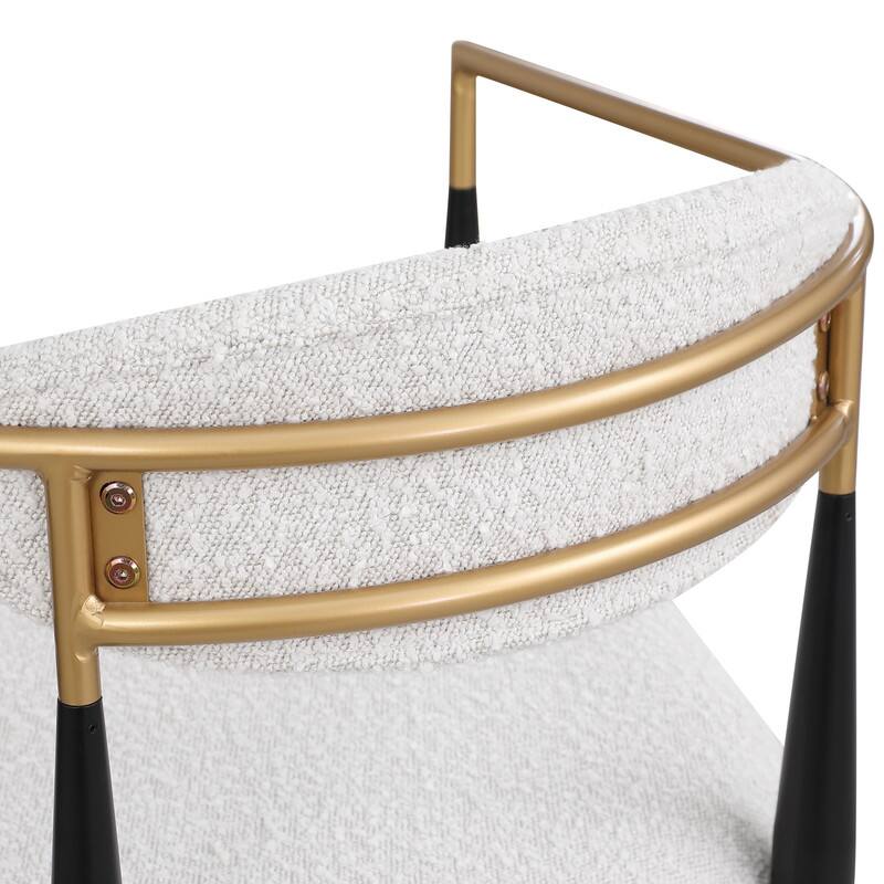 Alt View 4. HTUTWOO - Bar Stools Set of 2 - Upholstered Boucle Barstools with Backs & Sturdy Iron Legs, Ideal for Kitchen Island & Home Bar - Beige.