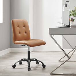 Prim Armless Vegan Leather Office Chair by Modway - Black Tan