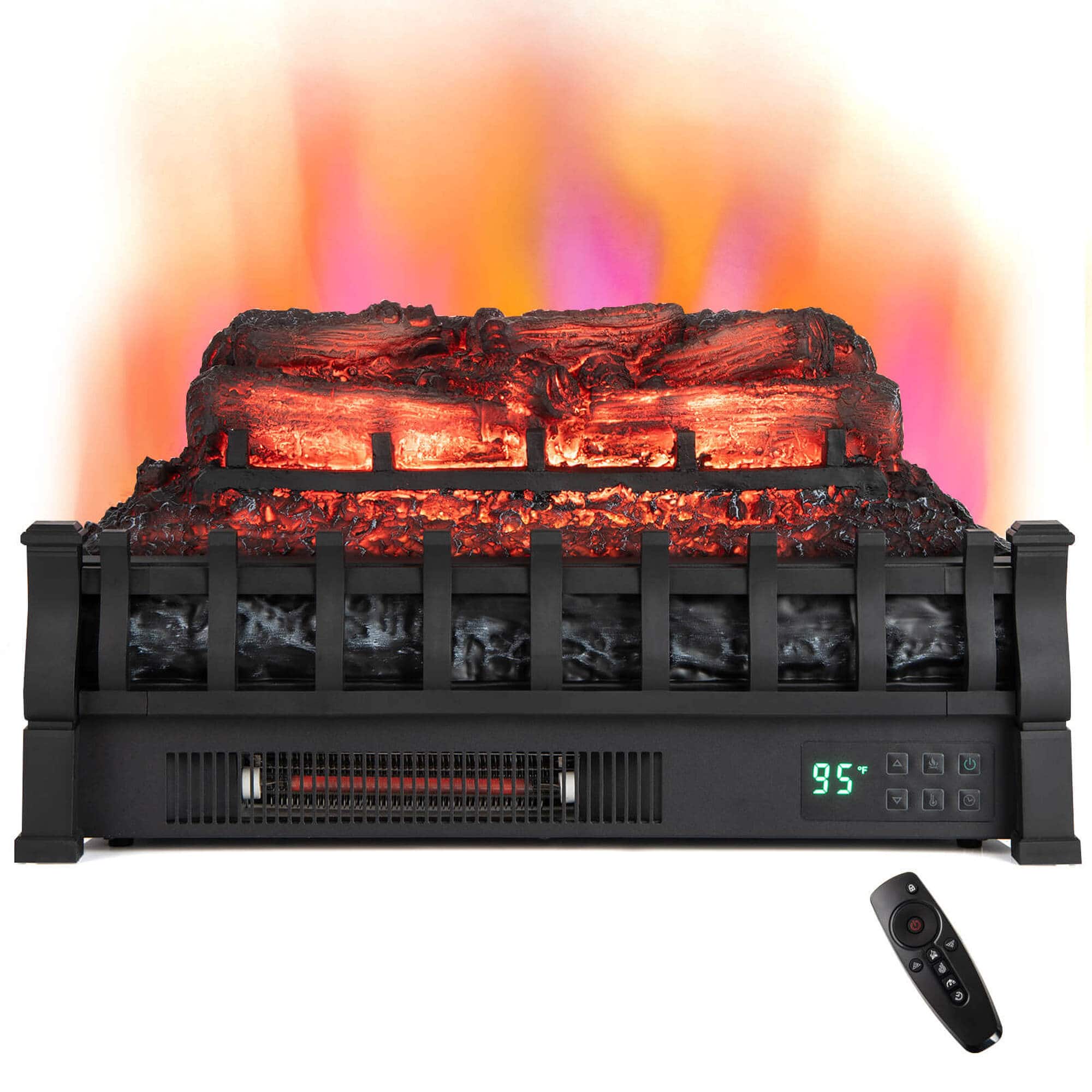 Front. Costway - Costway 23 Inch Electric Fireplace Heater Fireplace Logs Inserts Infrared Quartz Heater - Black.