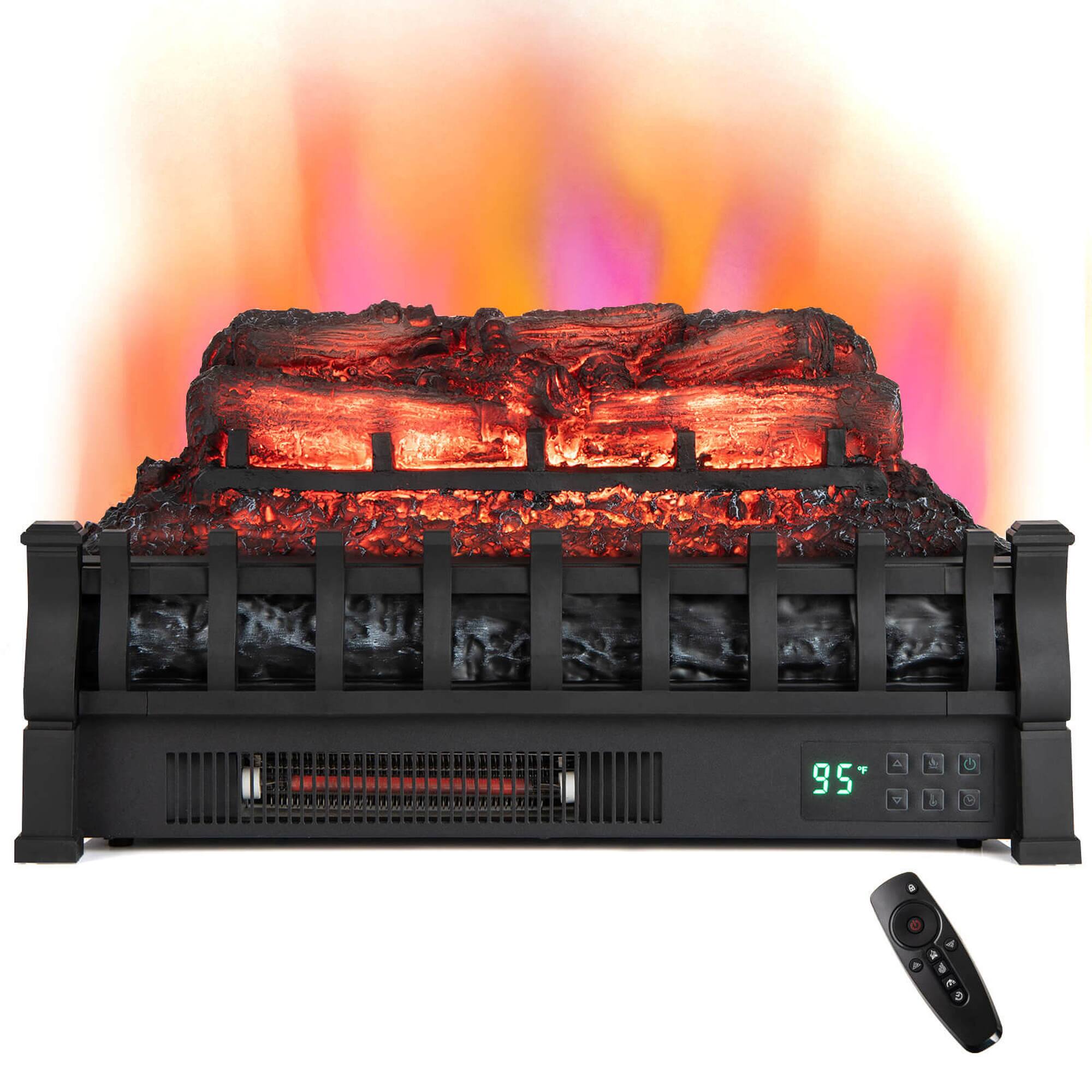 Front. Costway - Costway 23 Inch Electric Fireplace Heater Fireplace Logs Inserts Infrared Quartz Heater - Black.