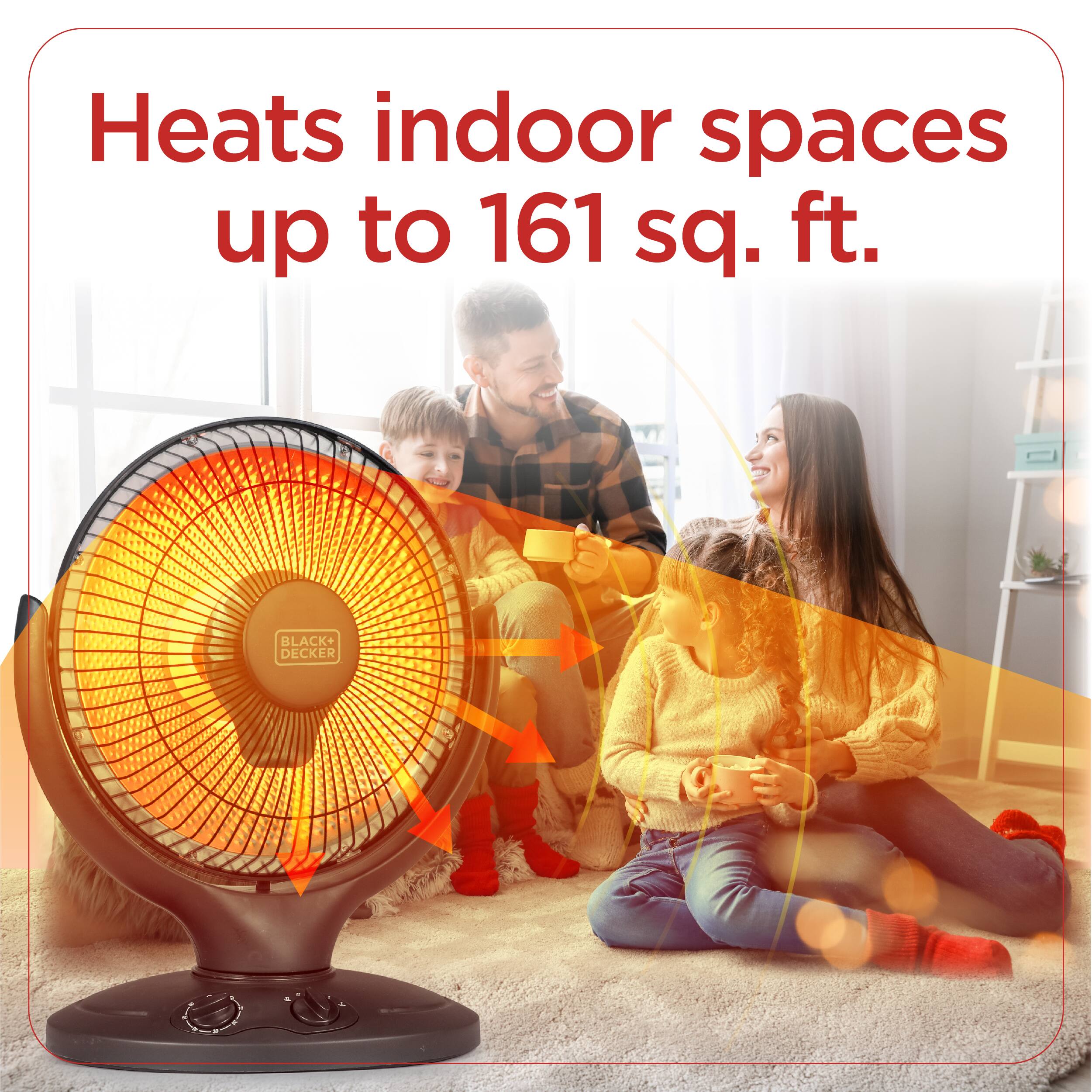 BLACK+ DECKER Heats indoor spaces up to 161 sq. ft.
