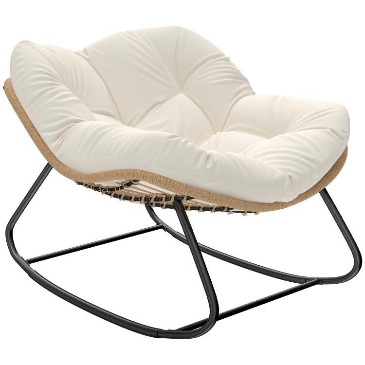 PULUZ Indoor Outdoor Papasan Rocking Chair, Oversized Rocking Egg Chair ...
