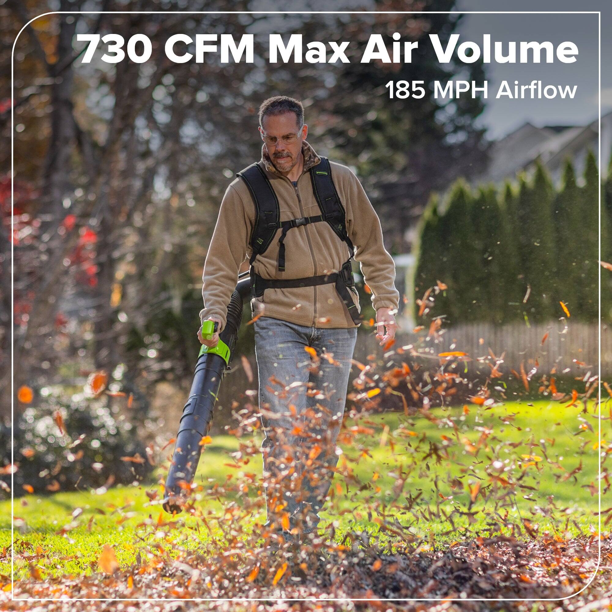 730 CFM Max Air Volume  
185 MPH Airflow
