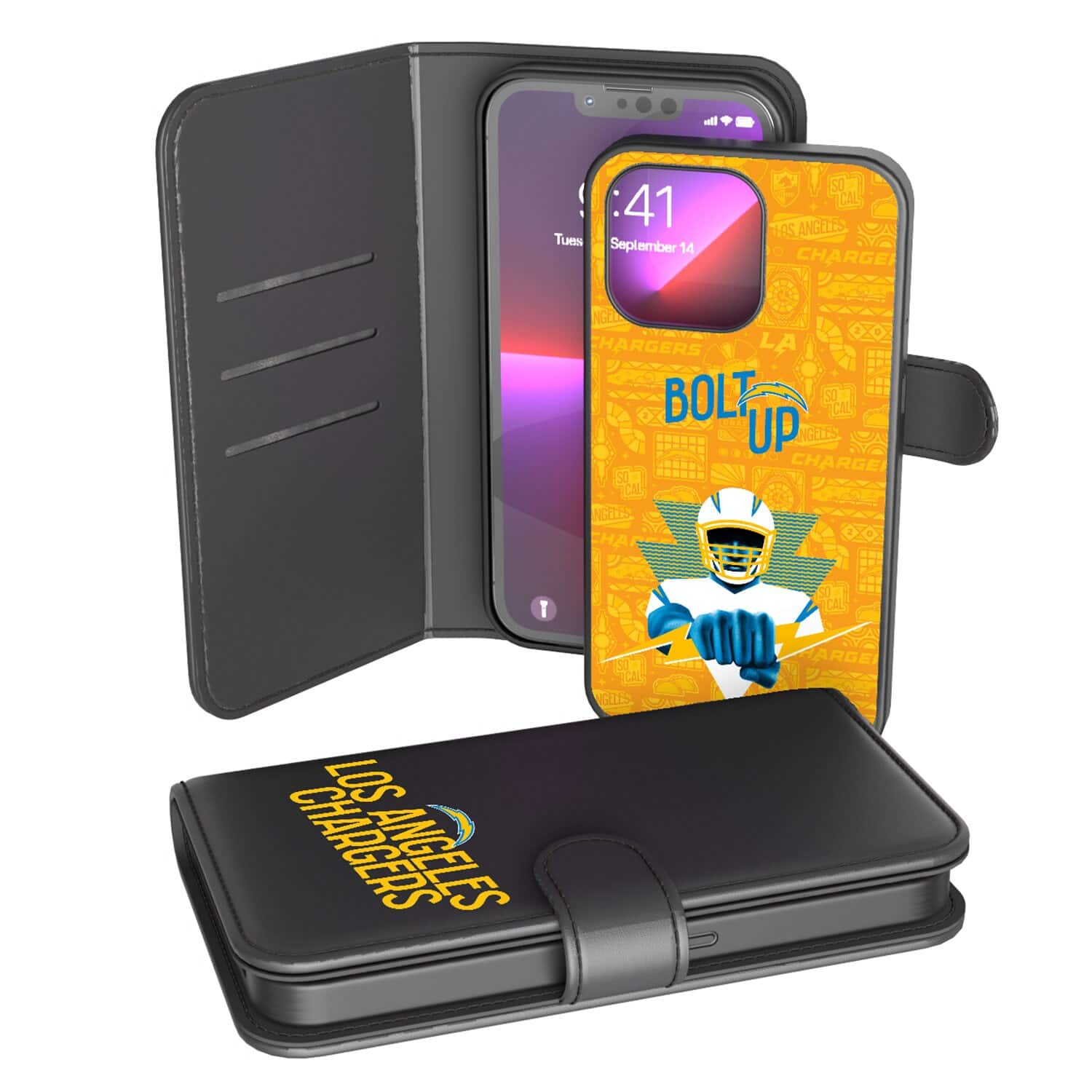 Keyscaper - NFL - Los Angeles Chargers iPhone Wallet Case - 14 - Black